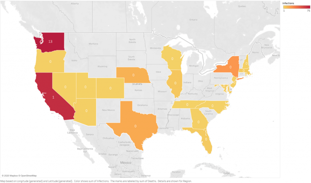 Map showing Coronavirus Outbreak to show how elderly care providers can be Prepared